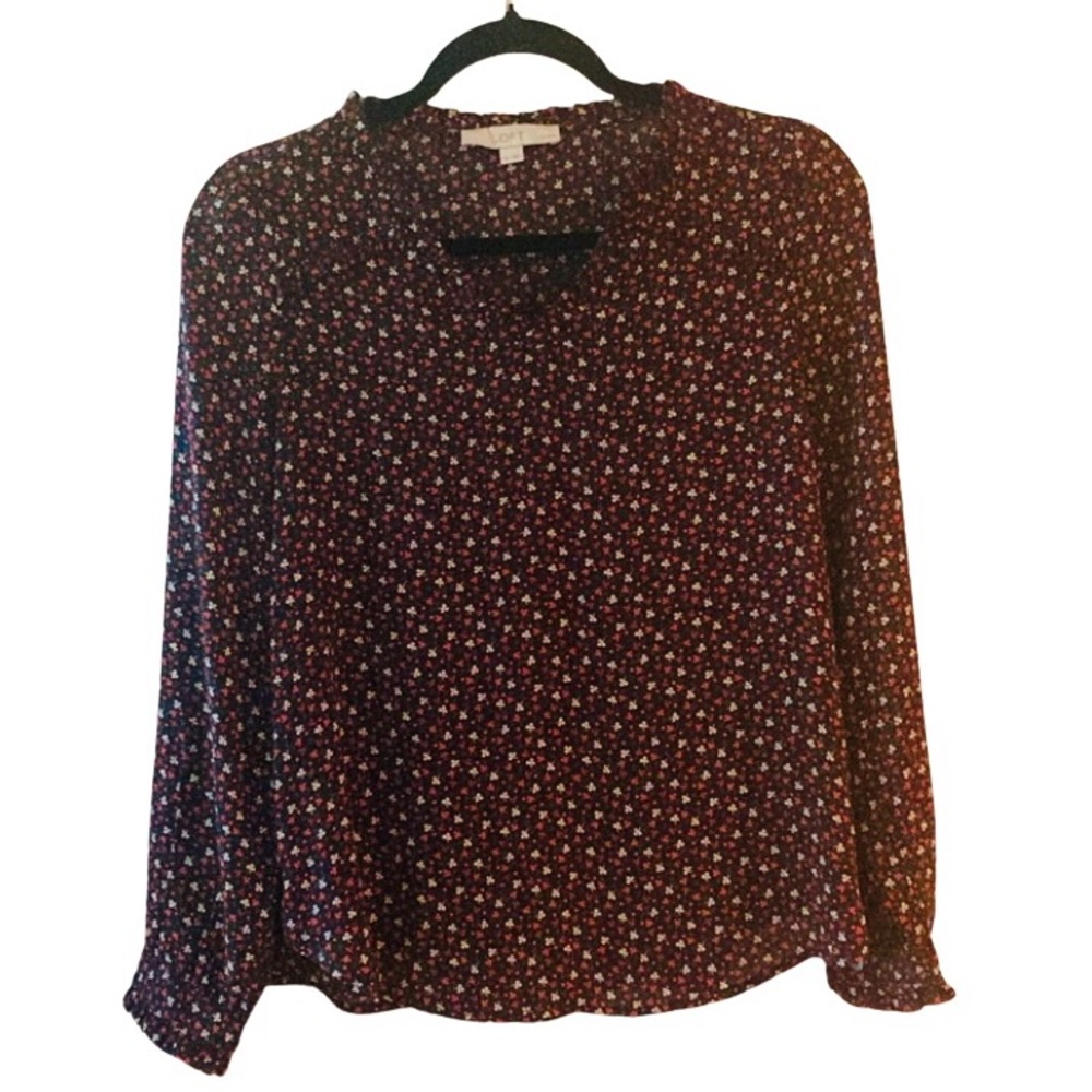 LOFT BLACK & RED BLOUSE SIZE SP